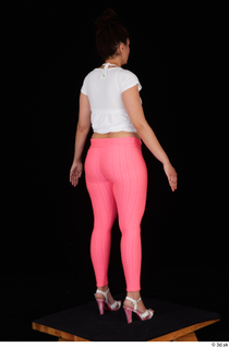  Leticia casual dressed pink leggings standing white sandals white t shirt whole body 0006.jpg